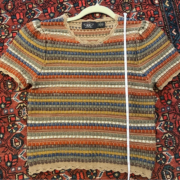 NWOT Double RL Ralph Lauren Crochet Trim Jacquard Sweater - Picture 6 of 6